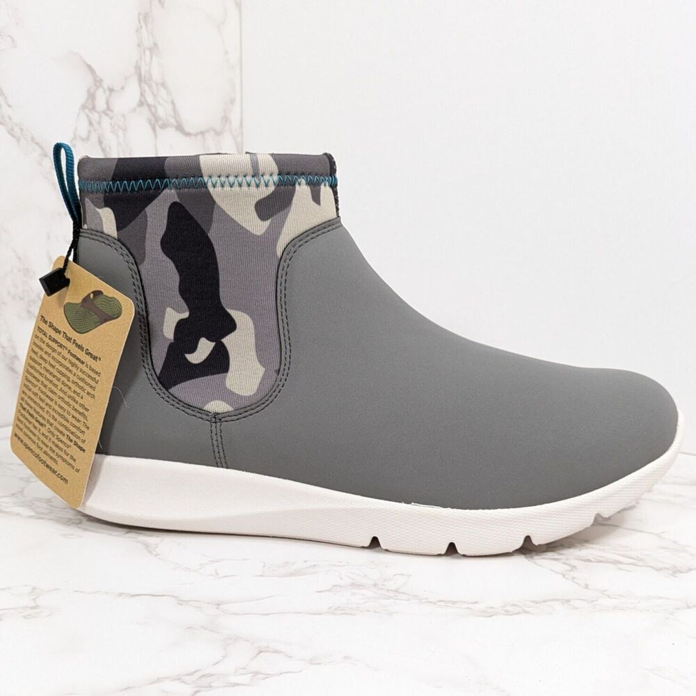 NEW REVITALIGN Women's Paddock Ankle Boot Grey Camo 6 WIDE Spenco